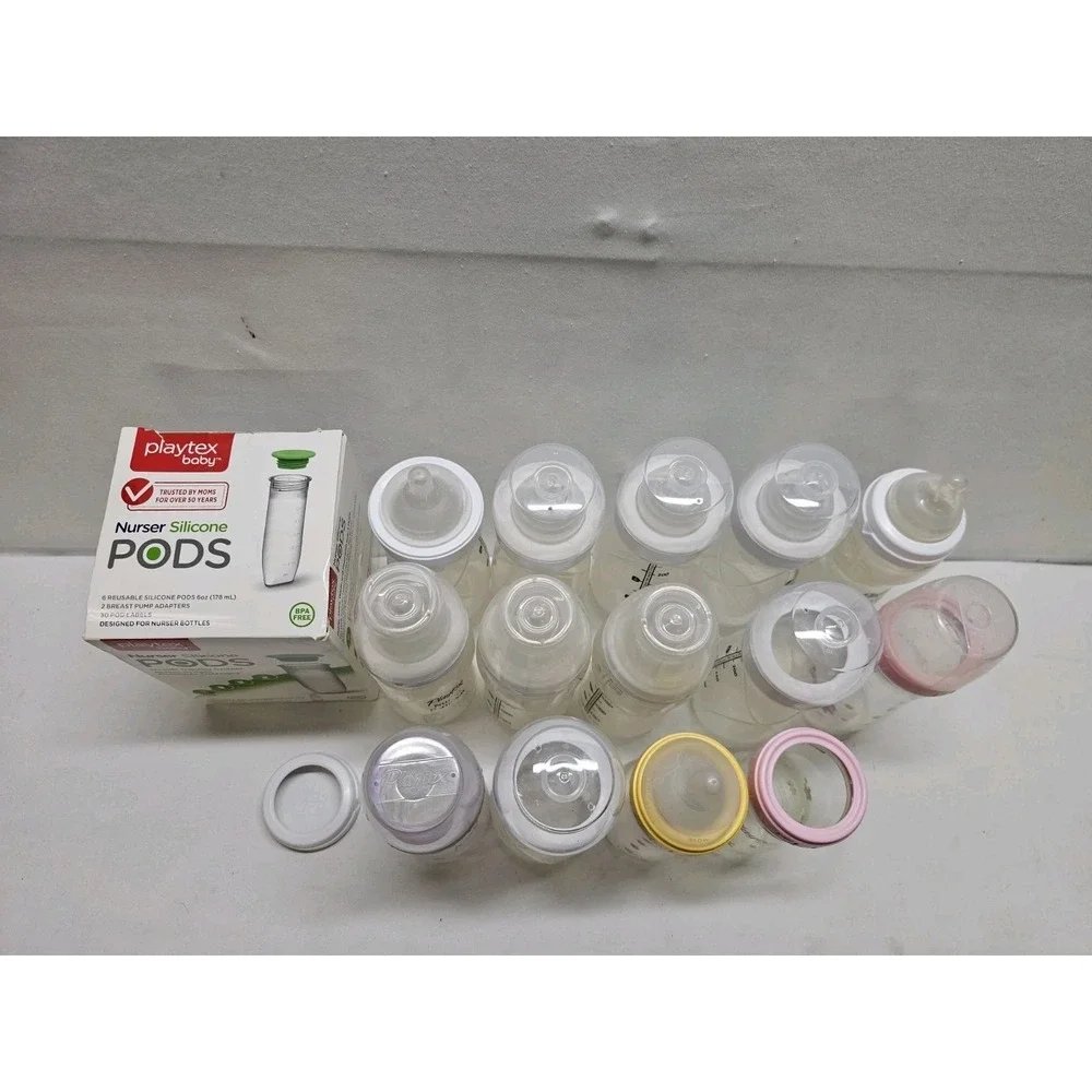 Playtex Baby Nurser Bottle 4oz 8oz Lot With Drop Ins Baby Food Bags And Sippys